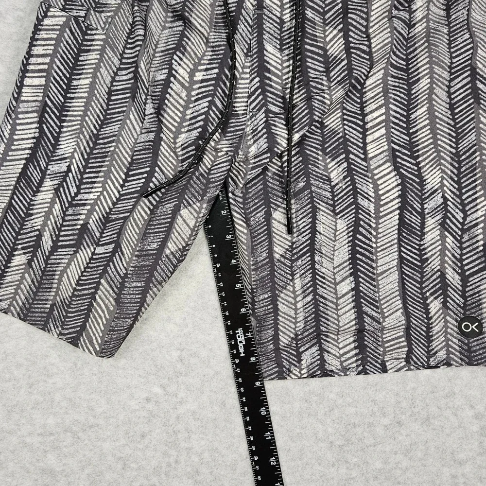 Outerknown Men 31 Black White Board Shorts Geometric Print Apex Trunks Surf Swim